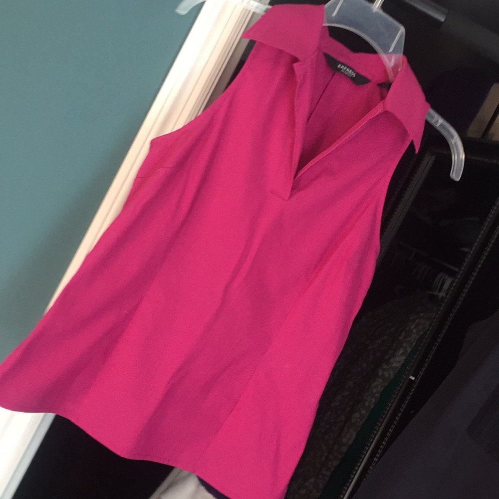 Express Magenta Collared Sleeveless Stretch Top